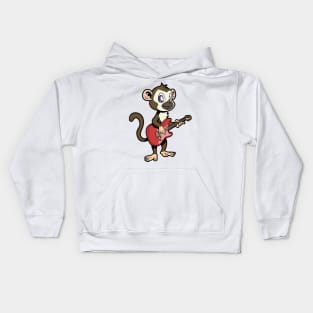 Squirrel monkey playing electric guitar Kids Hoodie